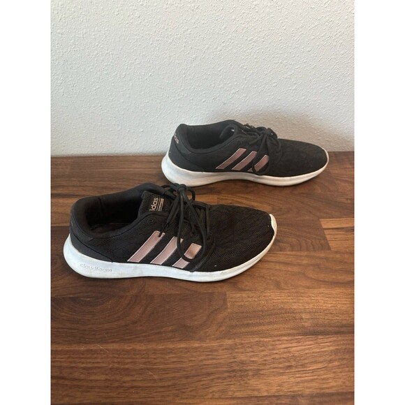 Adidas Shoes Womens 8 Cloudfoam Walking Sneakers Lace Up AC8247 Black Fabric - Picture 7 of 10
